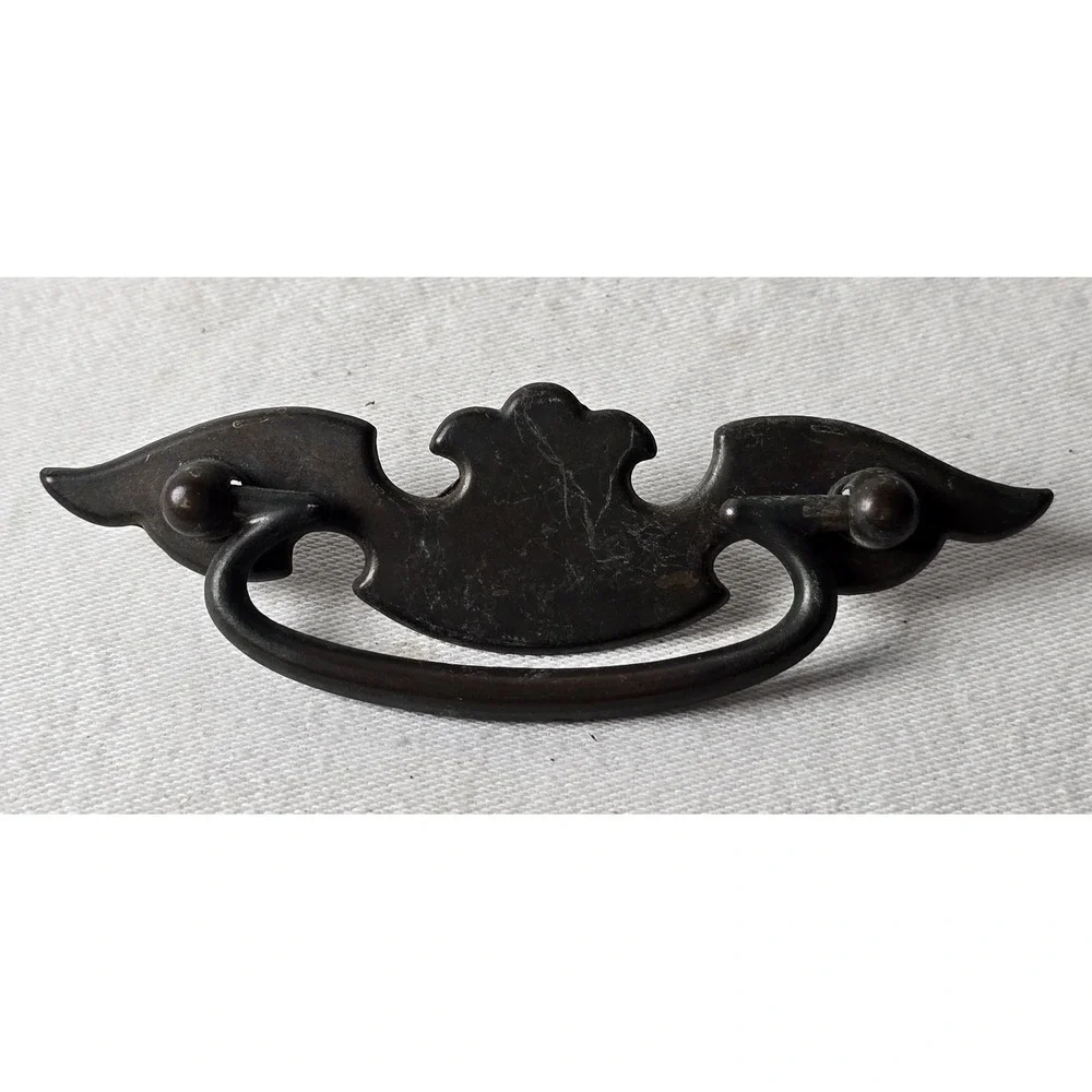 3 Vintage Flat Long Winged/Batwing Style Drawer Pulls‎ Handles Brass